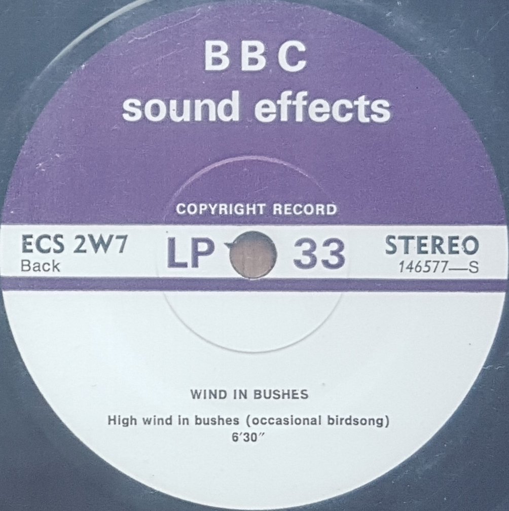 ECS 2W7 Wind in hedge / Wind in bushes Not registered from the BBC records and Tapes library Label